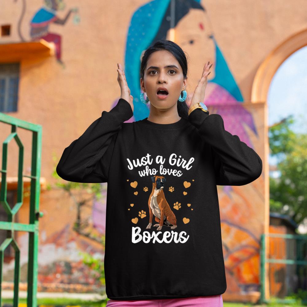 Cool Boxer Dog Art For Girls Women Kids Trainer Boxer Lovers Sweatshirt - Image 2