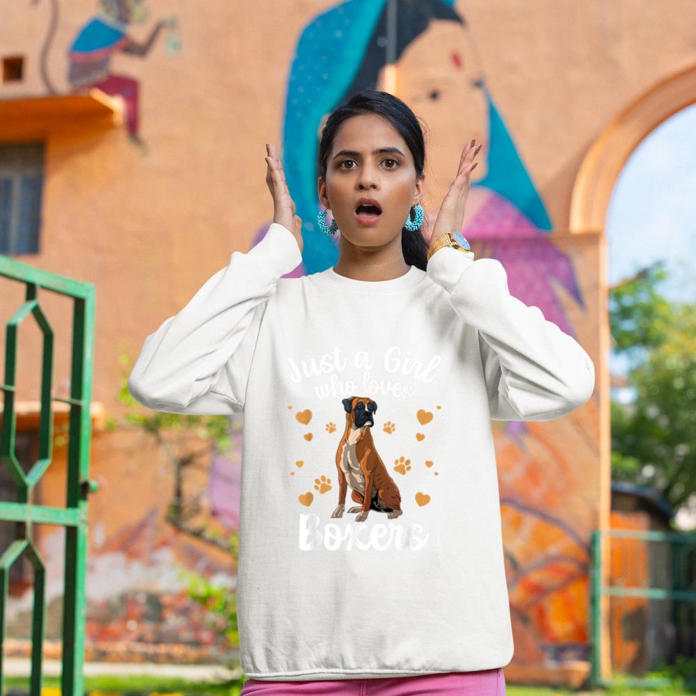 Cool Boxer Dog Art For Girls Women Kids Trainer Boxer Lovers Sweatshirt - Image 4