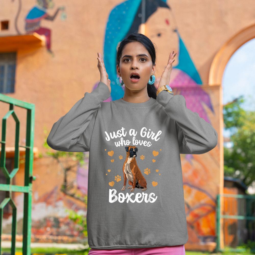 Cool Boxer Dog Art For Girls Women Kids Trainer Boxer Lovers Sweatshirt - Image 6