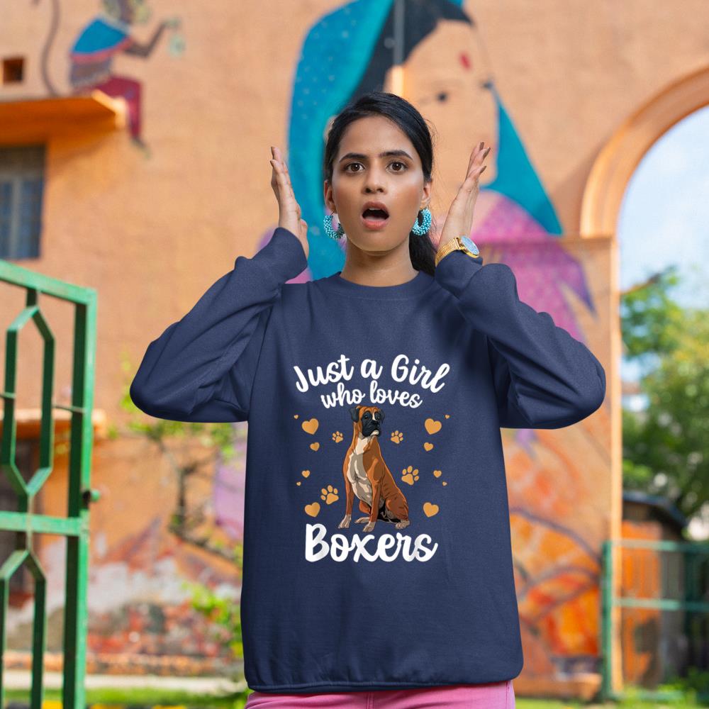 Cool Boxer Dog Art For Girls Women Kids Trainer Boxer Lovers Sweatshirt - Image 8