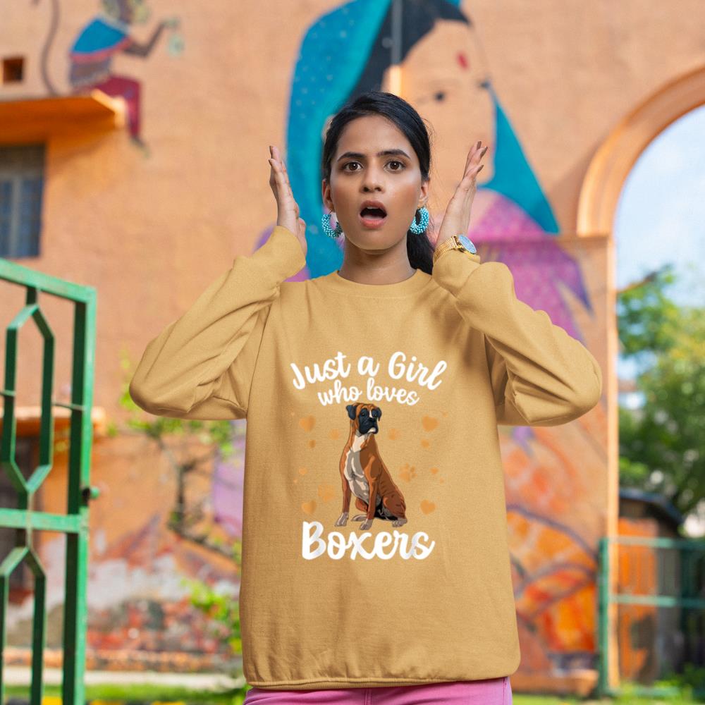 Cool Boxer Dog Art For Girls Women Kids Trainer Boxer Lovers Sweatshirt - Image 12