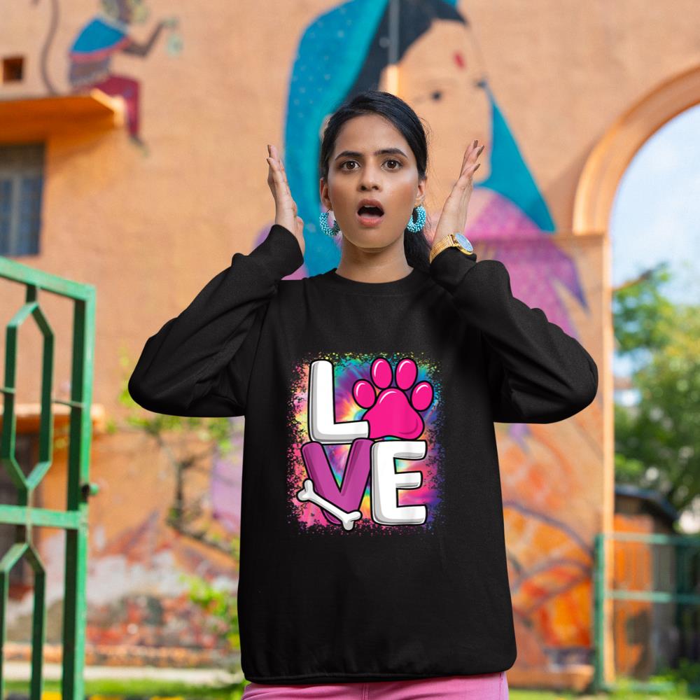 Cute Colorful Love Dog Paw Dog Puppy Lover Women Girls Sweatshirt - Image 2