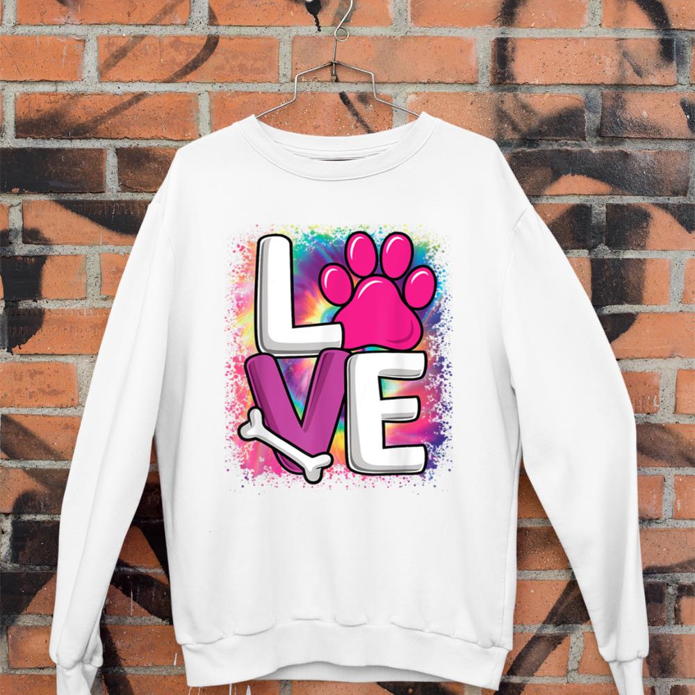 Cute Colorful Love Dog Paw Dog Puppy Lover Women Girls Sweatshirt - Image 3