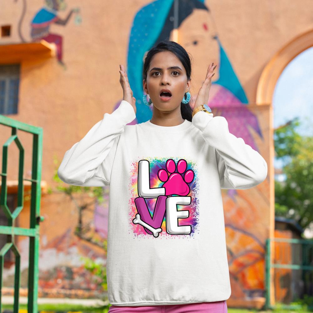 Cute Colorful Love Dog Paw Dog Puppy Lover Women Girls Sweatshirt - Image 4