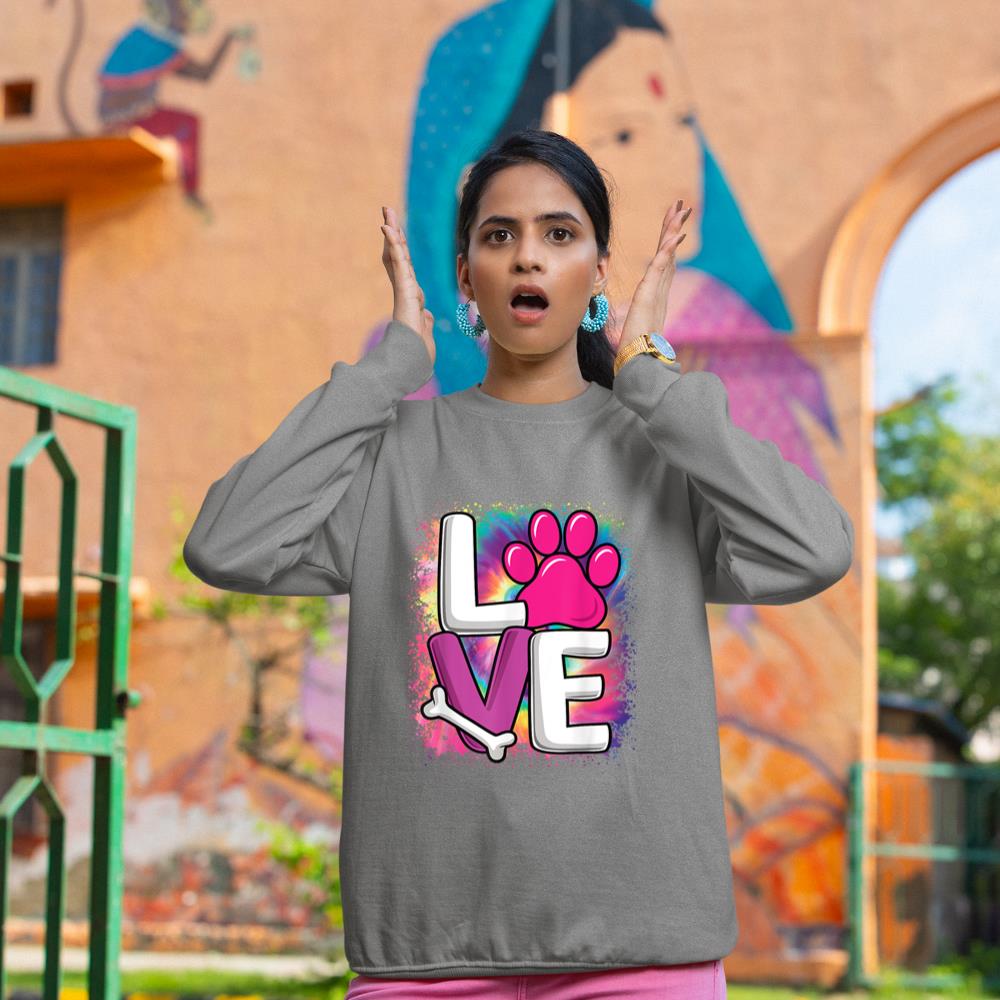 Cute Colorful Love Dog Paw Dog Puppy Lover Women Girls Sweatshirt - Image 6