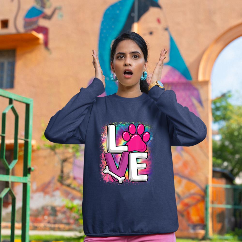 Cute Colorful Love Dog Paw Dog Puppy Lover Women Girls Sweatshirt - Image 8