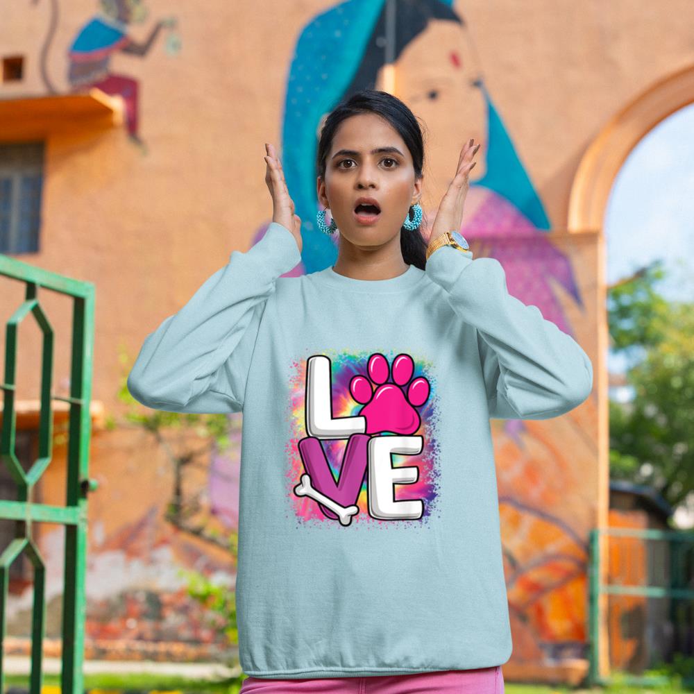 Cute Colorful Love Dog Paw Dog Puppy Lover Women Girls Sweatshirt - Image 10