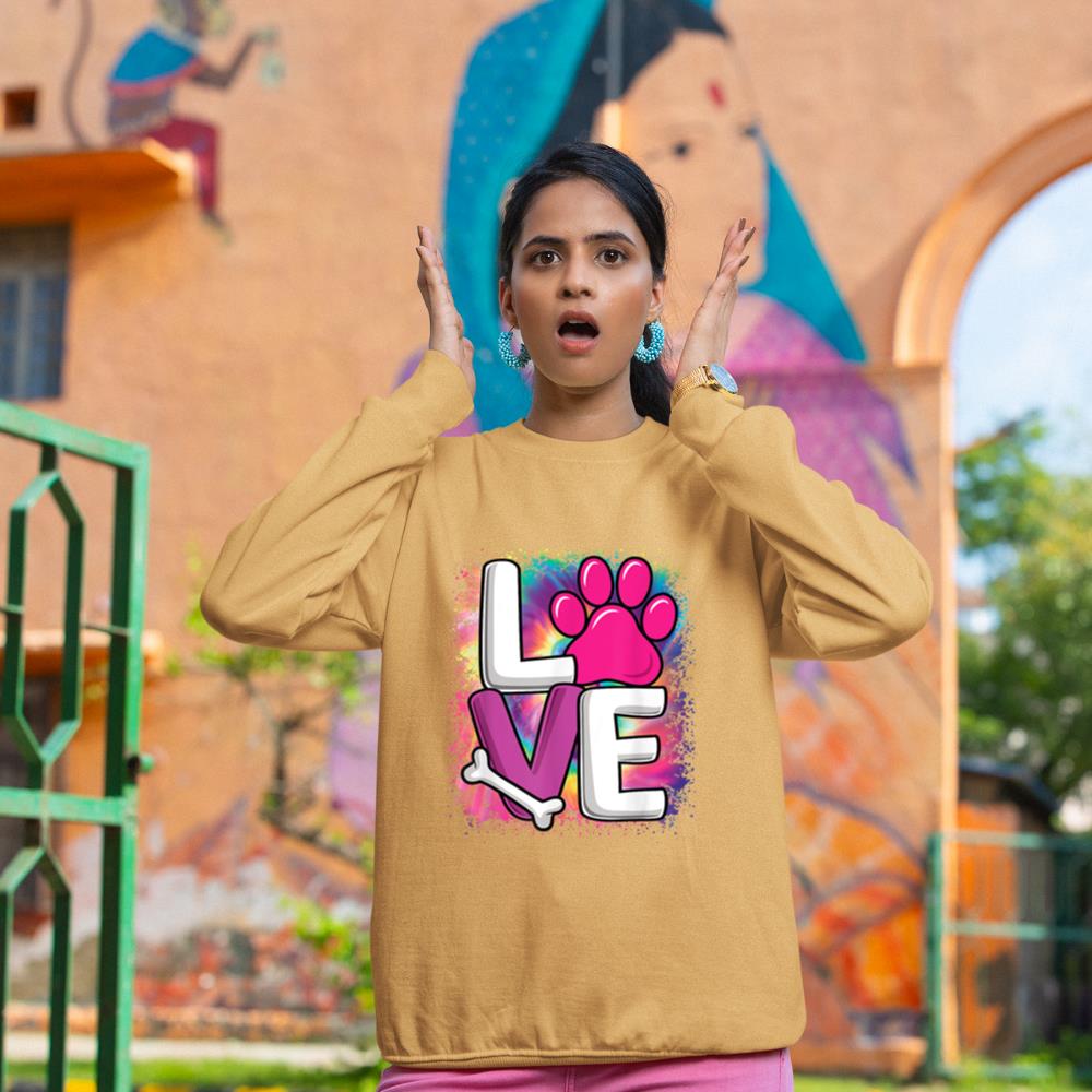 Cute Colorful Love Dog Paw Dog Puppy Lover Women Girls Sweatshirt - Image 12