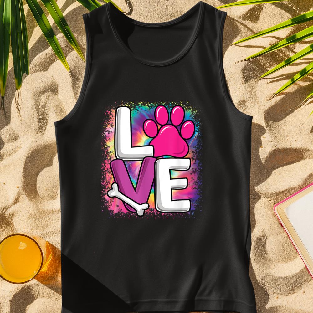 Cute Colorful Love Dog Paw Dog Puppy Lover Women Girls Tank Top