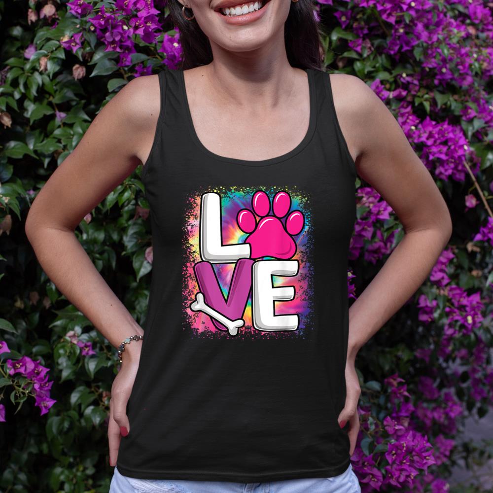 Cute Colorful Love Dog Paw Dog Puppy Lover Women Girls Tank Top - Image 2