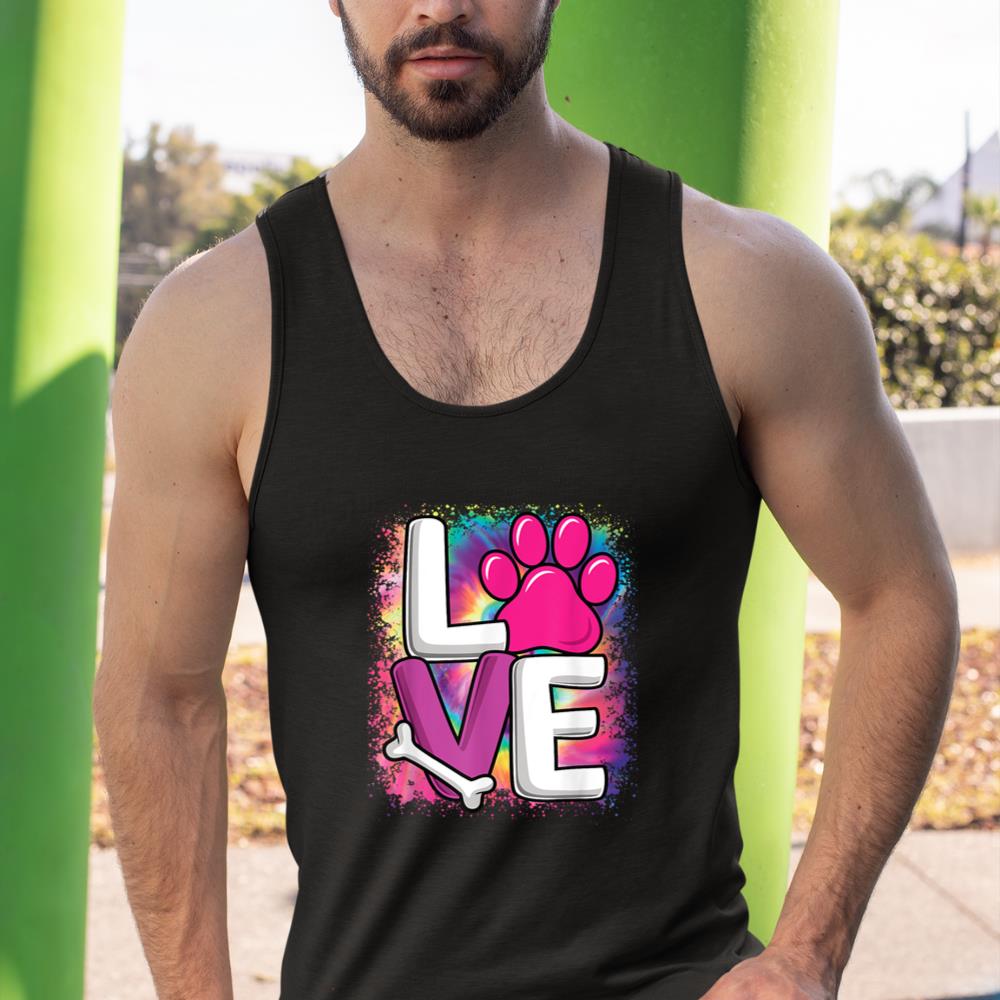 Cute Colorful Love Dog Paw Dog Puppy Lover Women Girls Tank Top - Image 3