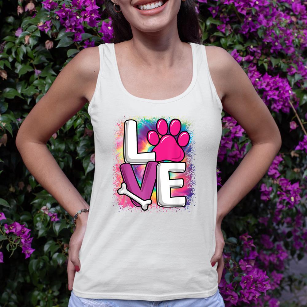 Cute Colorful Love Dog Paw Dog Puppy Lover Women Girls Tank Top - Image 4