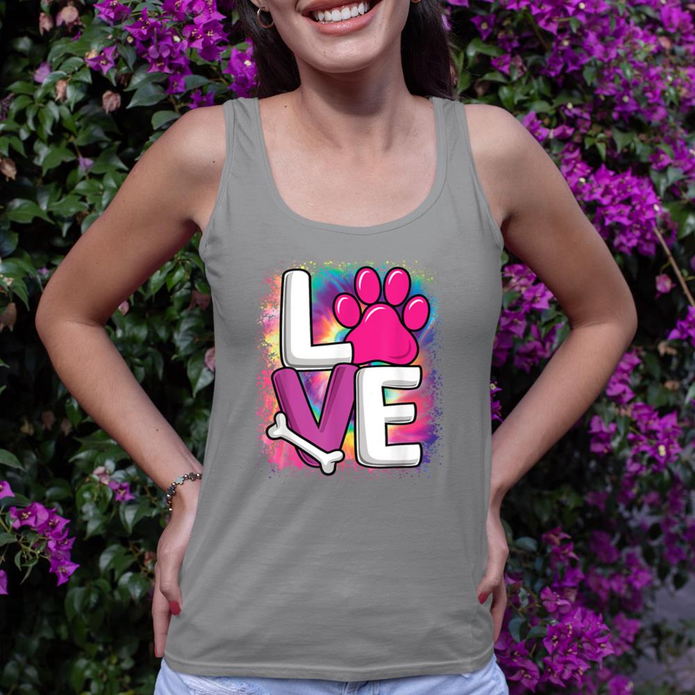 Cute Colorful Love Dog Paw Dog Puppy Lover Women Girls Tank Top - Image 6