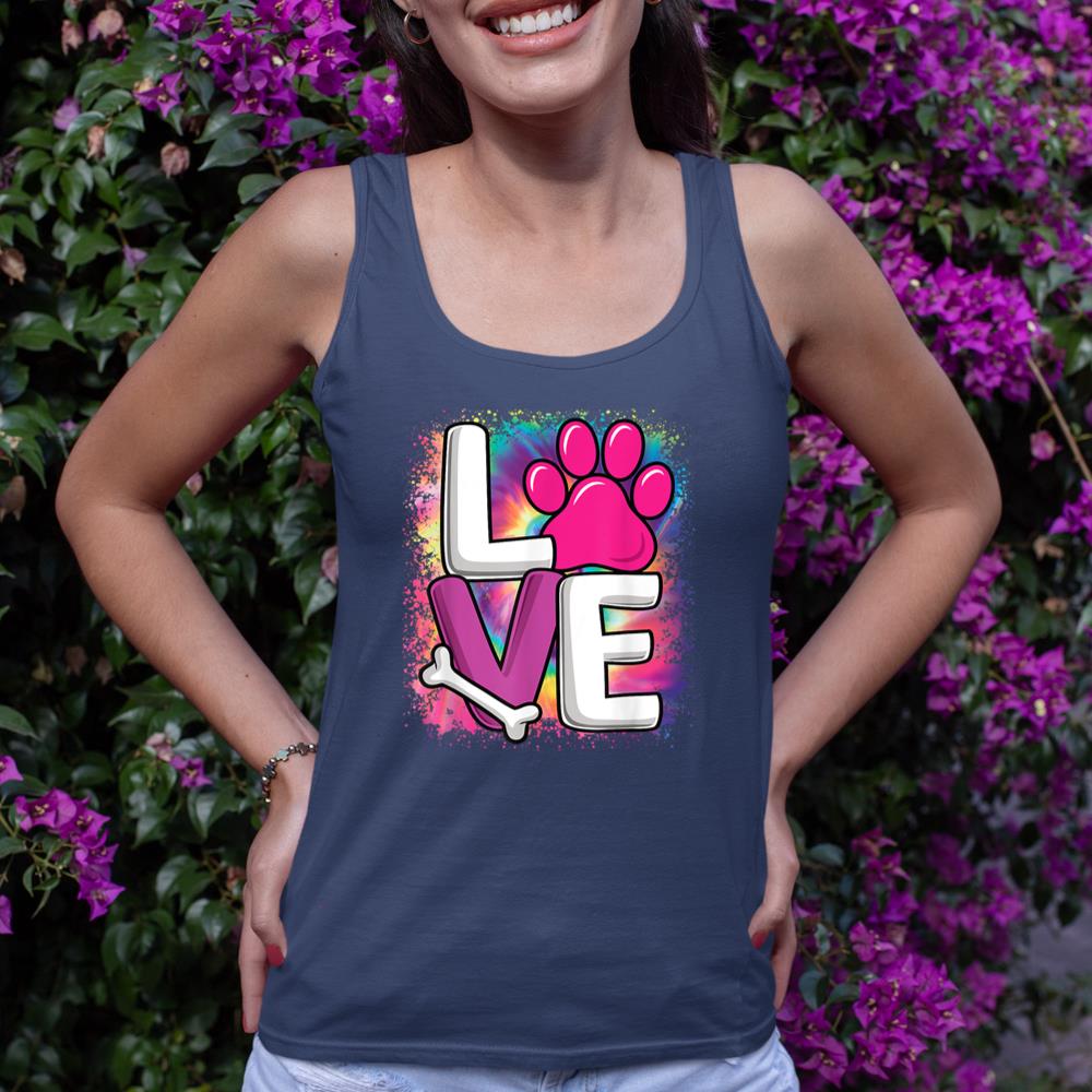 Cute Colorful Love Dog Paw Dog Puppy Lover Women Girls Tank Top - Image 8