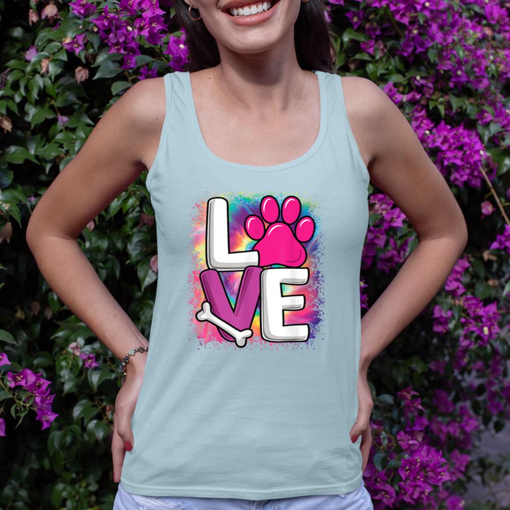 Cute Colorful Love Dog Paw Dog Puppy Lover Women Girls Tank Top - Image 10