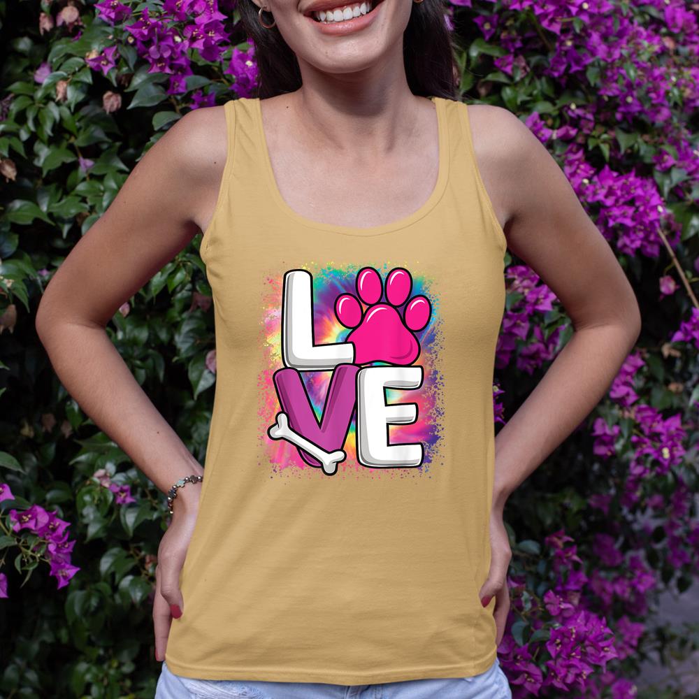Cute Colorful Love Dog Paw Dog Puppy Lover Women Girls Tank Top - Image 12