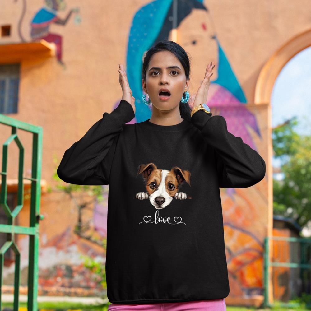 Cute Dog Graphic Love Puppy Jack Russell Terrier Dog Sweatshirt - Image 2