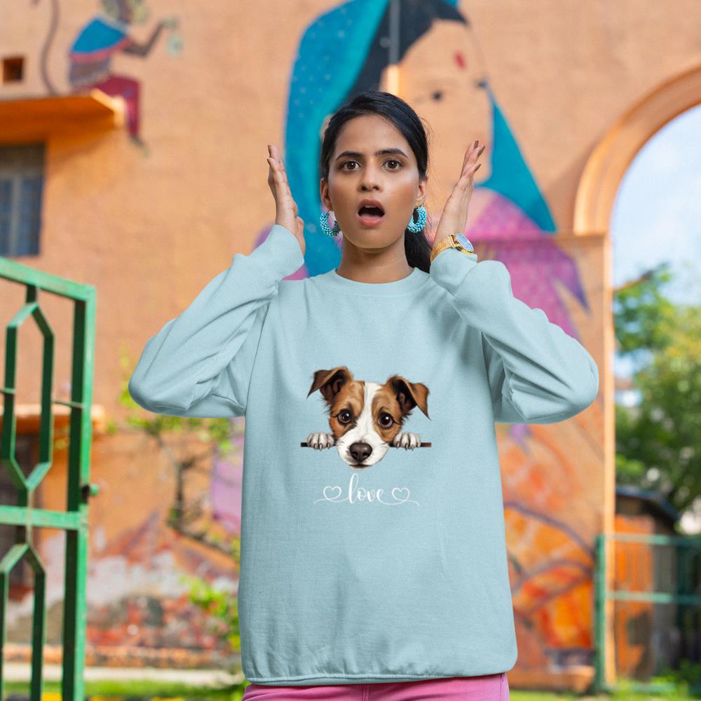 Cute Dog Graphic Love Puppy Jack Russell Terrier Dog Sweatshirt - Image 10