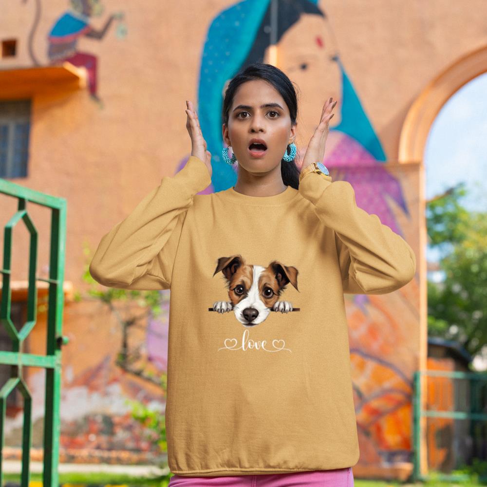 Cute Dog Graphic Love Puppy Jack Russell Terrier Dog Sweatshirt - Image 12