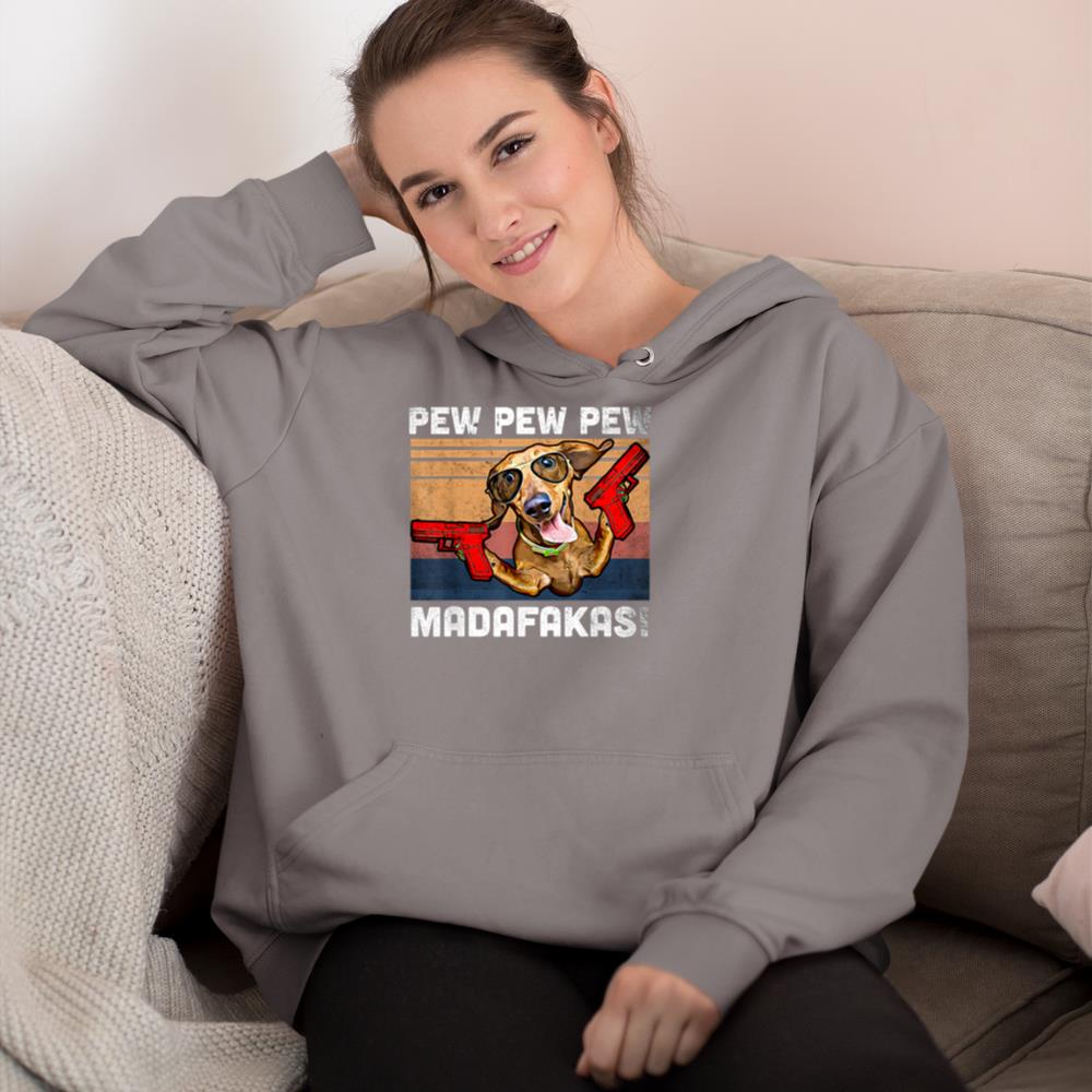 Dachshund Pew Pew Madafakas - Vintage Weiner Dog Pew Hoodie - Image 6