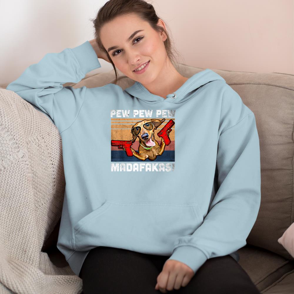 Dachshund Pew Pew Madafakas - Vintage Weiner Dog Pew Hoodie - Image 10