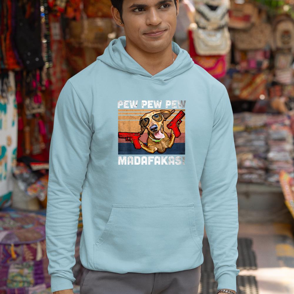 Dachshund Pew Pew Madafakas - Vintage Weiner Dog Pew Hoodie - Image 11