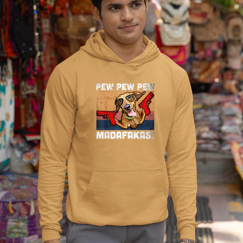 Dachshund Pew Pew Madafakas - Vintage Weiner Dog Pew Hoodie - Image 13