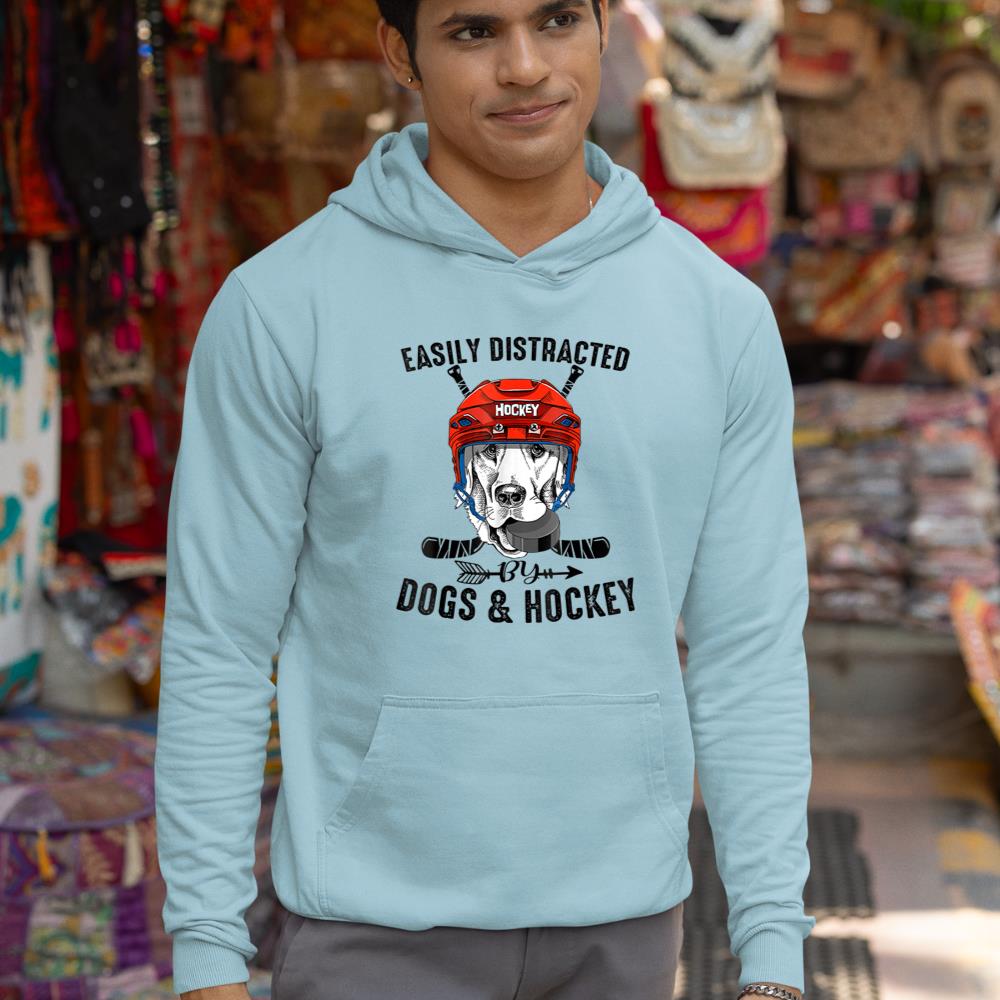 Easily Distracted By Dogs And Hockey Funny Dog Owner Hoodie - Image 11