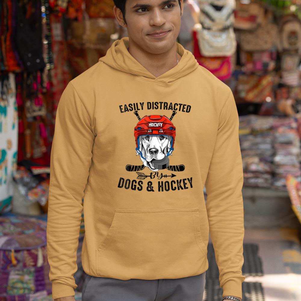 Easily Distracted By Dogs And Hockey Funny Dog Owner Hoodie - Image 13