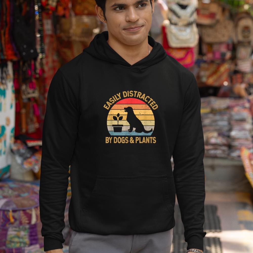 Easily distracted by dogs and plants Hoodie - Image 3