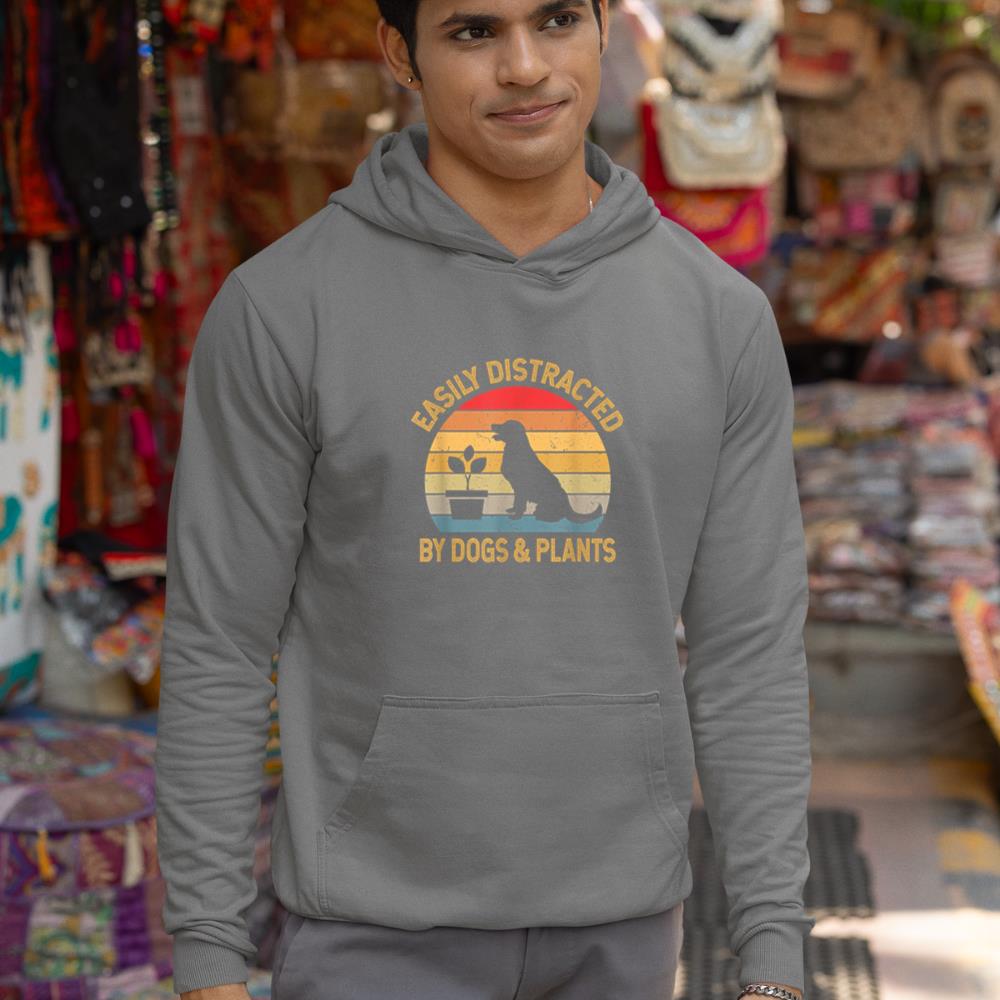 Easily distracted by dogs and plants Hoodie - Image 7