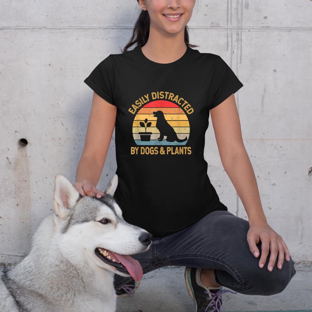 Easily distracted by dogs and plants T-Shirt - Image 2
