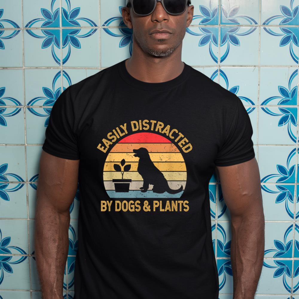 Easily distracted by dogs and plants T-Shirt - Image 3