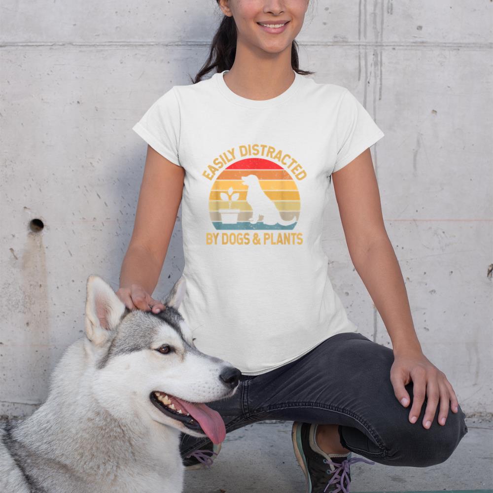 Easily distracted by dogs and plants T-Shirt - Image 4