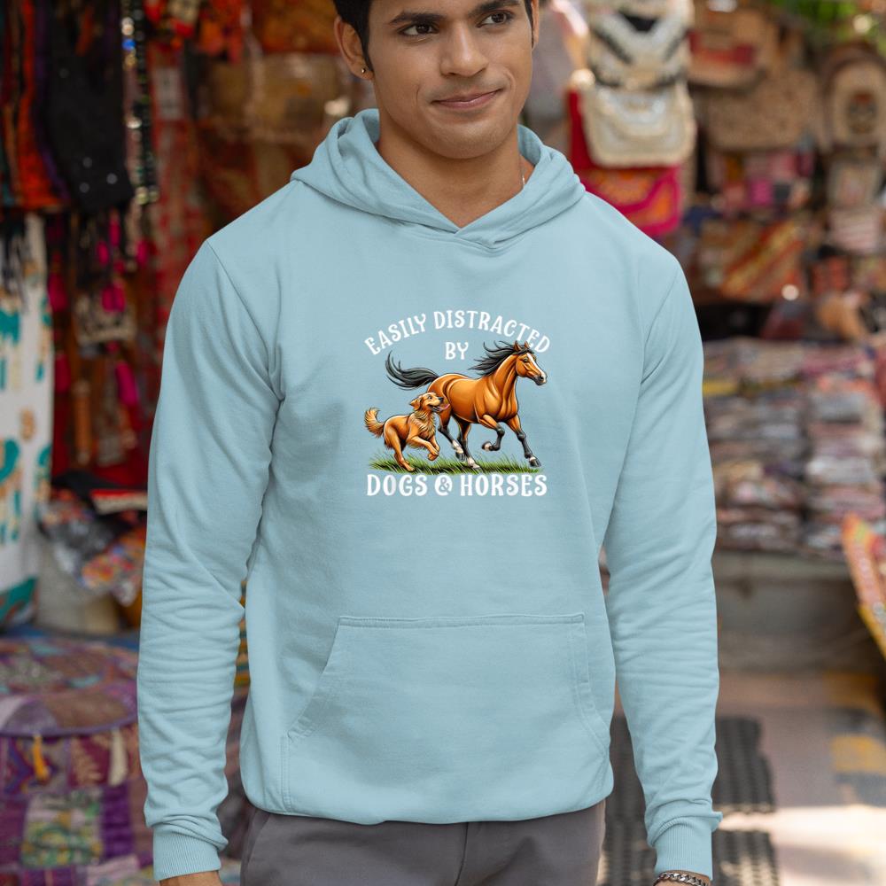 Easily Distracted By Horses and Dogs Women Girls Equestrian Hoodie - Image 11