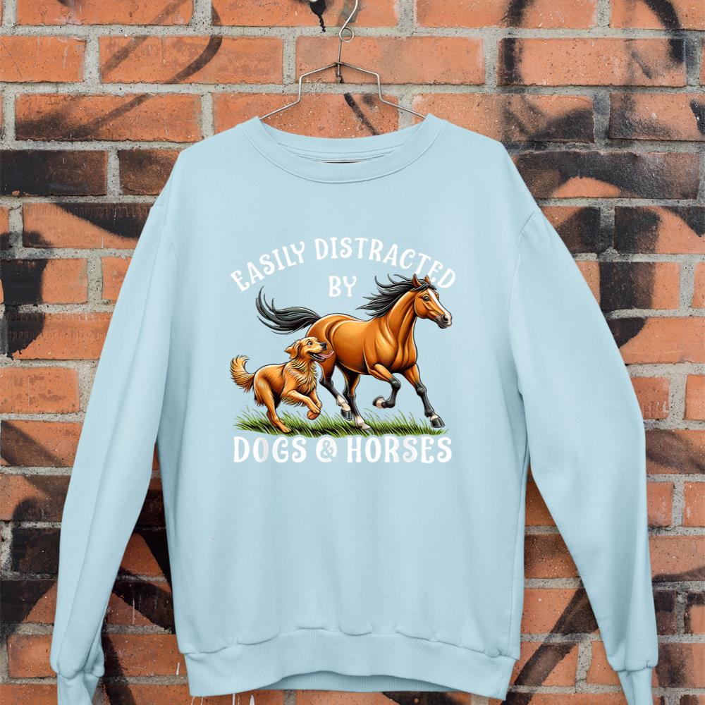 Easily Distracted By Horses and Dogs Women Girls Equestrian Sweatshirt - Image 9