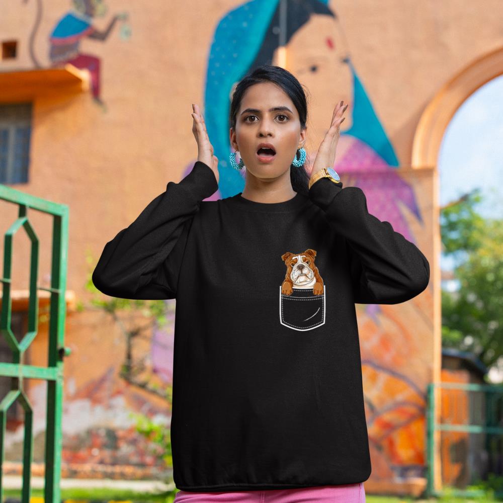 English Bulldog in Your Front Pocket T Shirt Dog Animals Tee Sweatshirt - Image 2