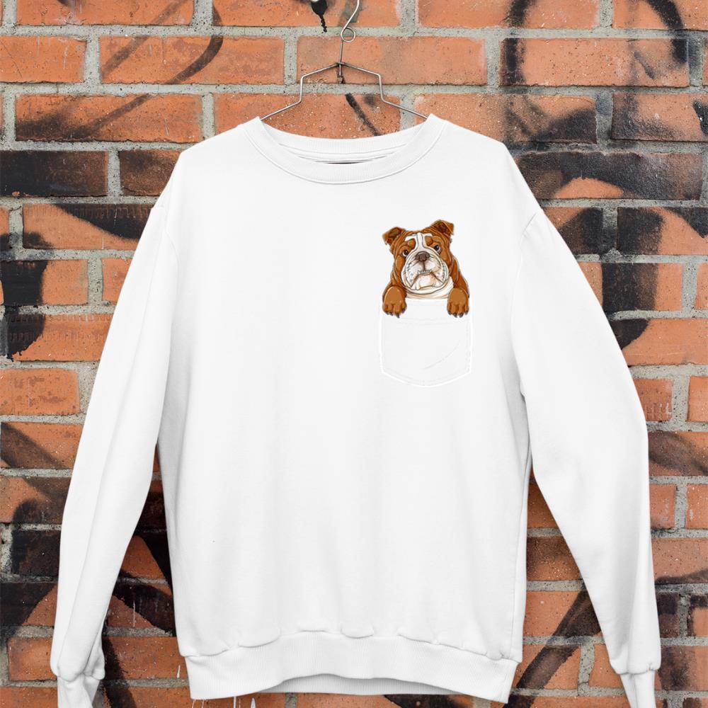 English Bulldog in Your Front Pocket T Shirt Dog Animals Tee Sweatshirt - Image 3
