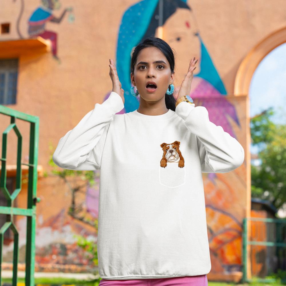 English Bulldog in Your Front Pocket T Shirt Dog Animals Tee Sweatshirt - Image 4