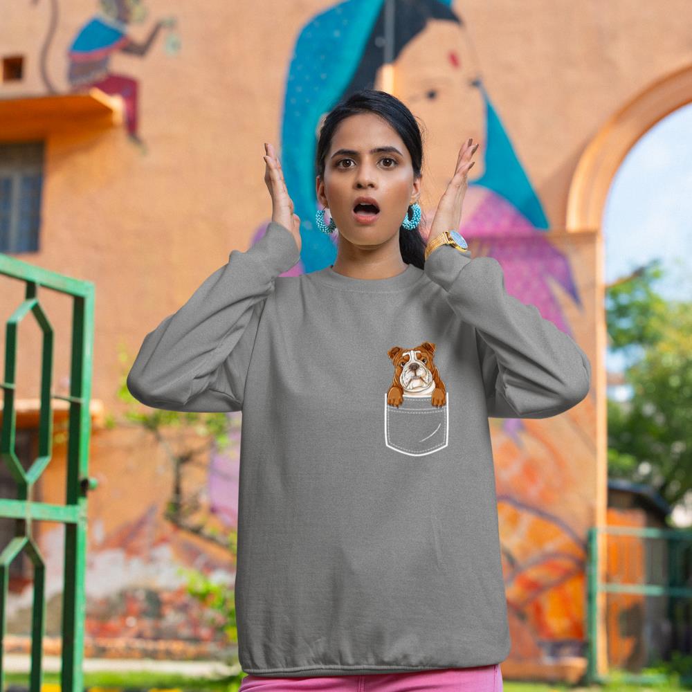 English Bulldog in Your Front Pocket T Shirt Dog Animals Tee Sweatshirt - Image 6