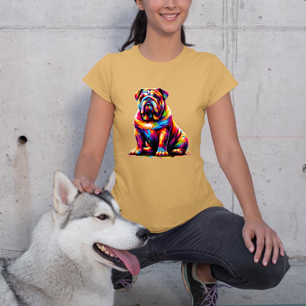 Funny Dog Colorful English Bulldog T-Shirt - Image 12