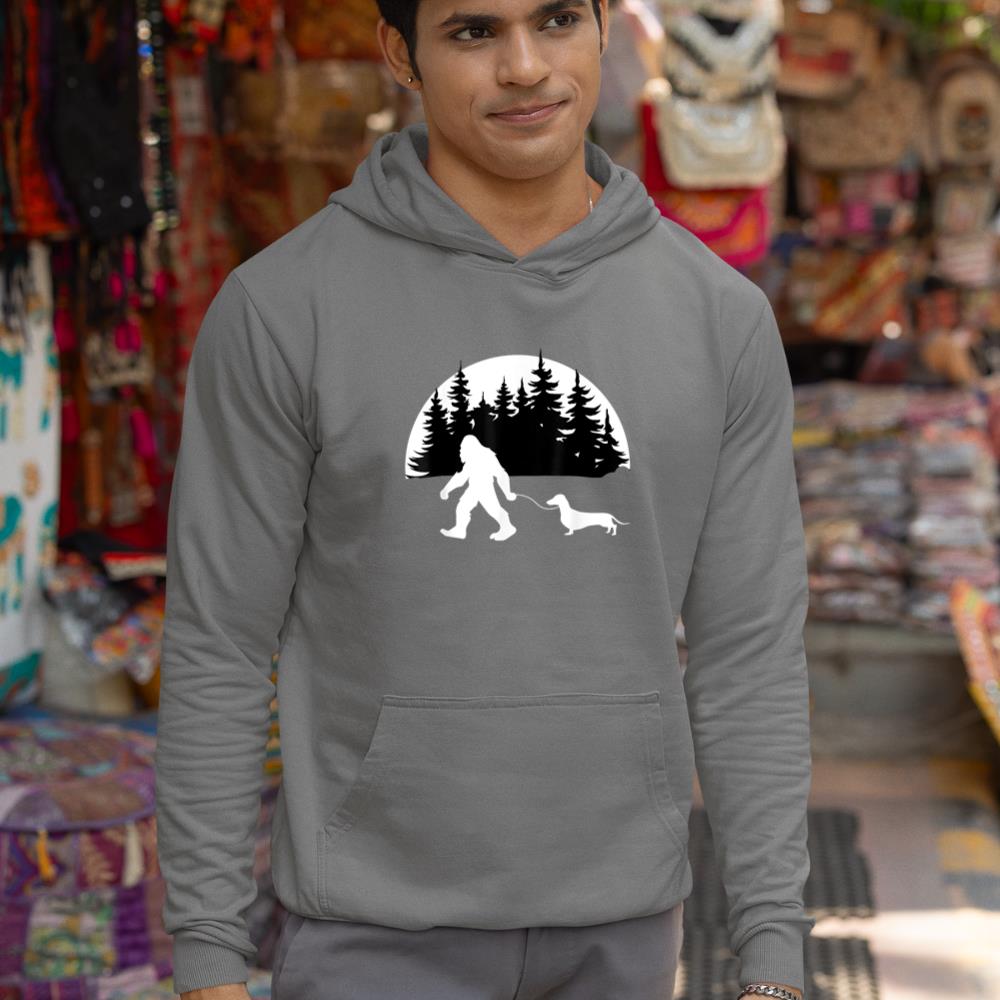 Funny Sasquatch Costume Wiener Dog Bigfoot Walking Dachshund Hoodie - Image 7