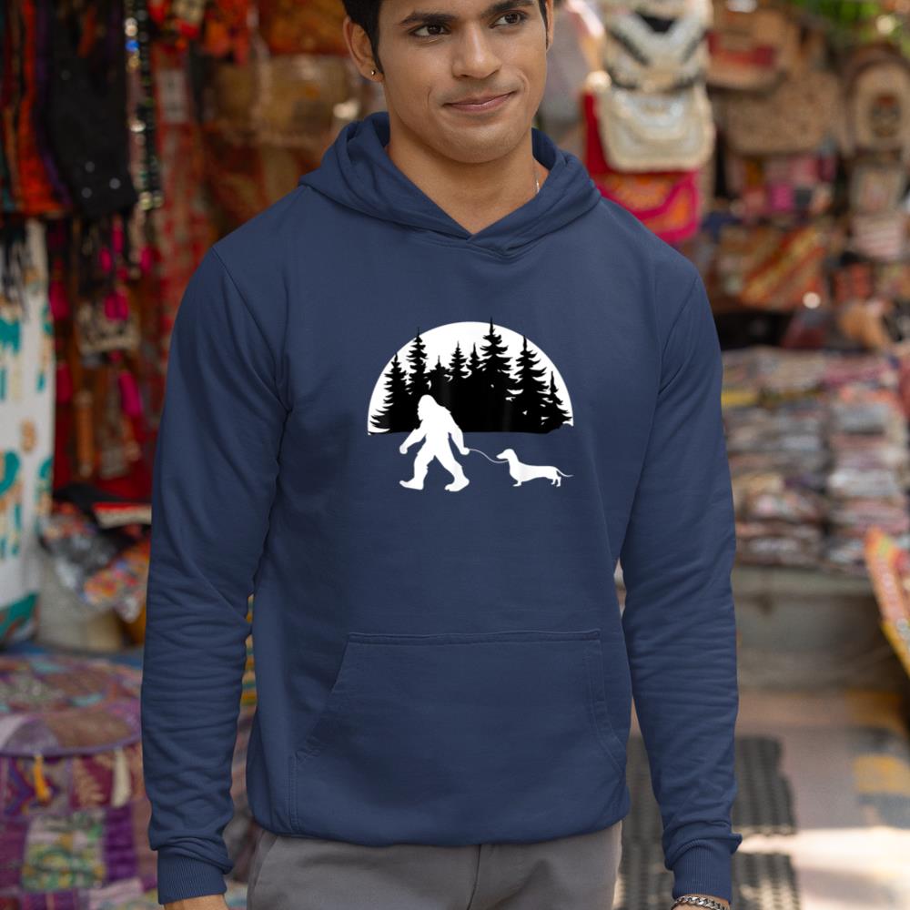 Funny Sasquatch Costume Wiener Dog Bigfoot Walking Dachshund Hoodie - Image 9