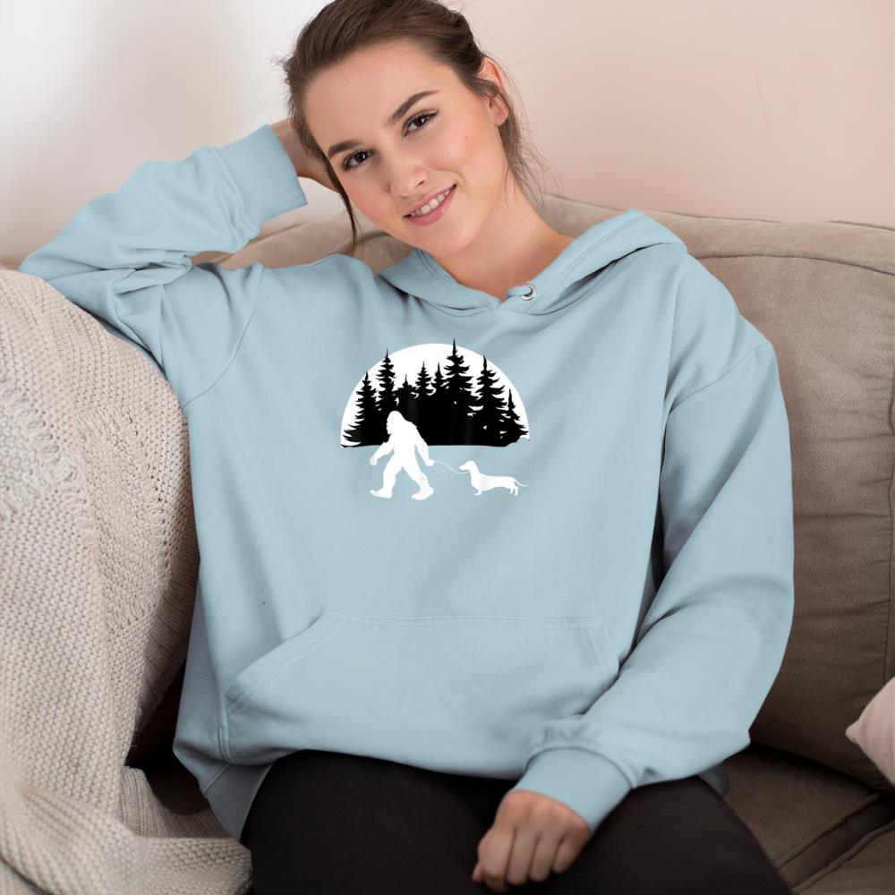 Funny Sasquatch Costume Wiener Dog Bigfoot Walking Dachshund Hoodie - Image 10