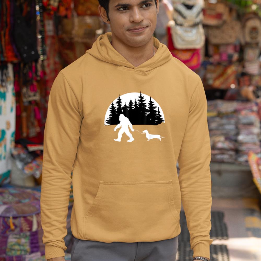 Funny Sasquatch Costume Wiener Dog Bigfoot Walking Dachshund Hoodie - Image 13