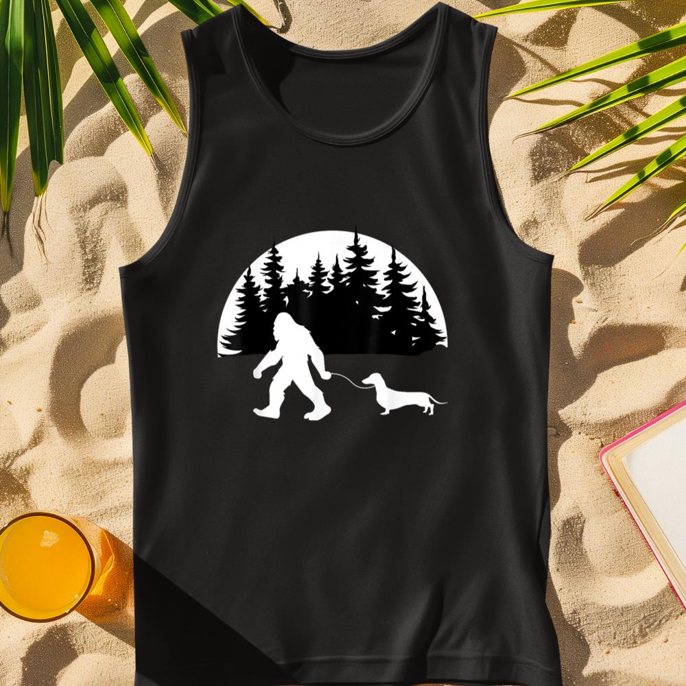 Funny Sasquatch Costume Wiener Dog Bigfoot Walking Dachshund Tank Top