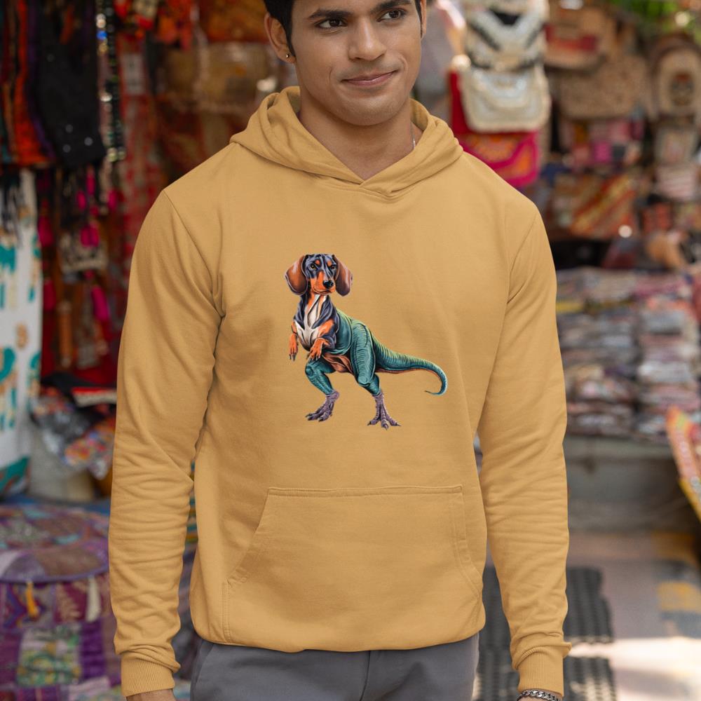 Funny Vintage Dachshund Dinosaur Dachshundsaurus T-Rex Dog Hoodie - Image 13