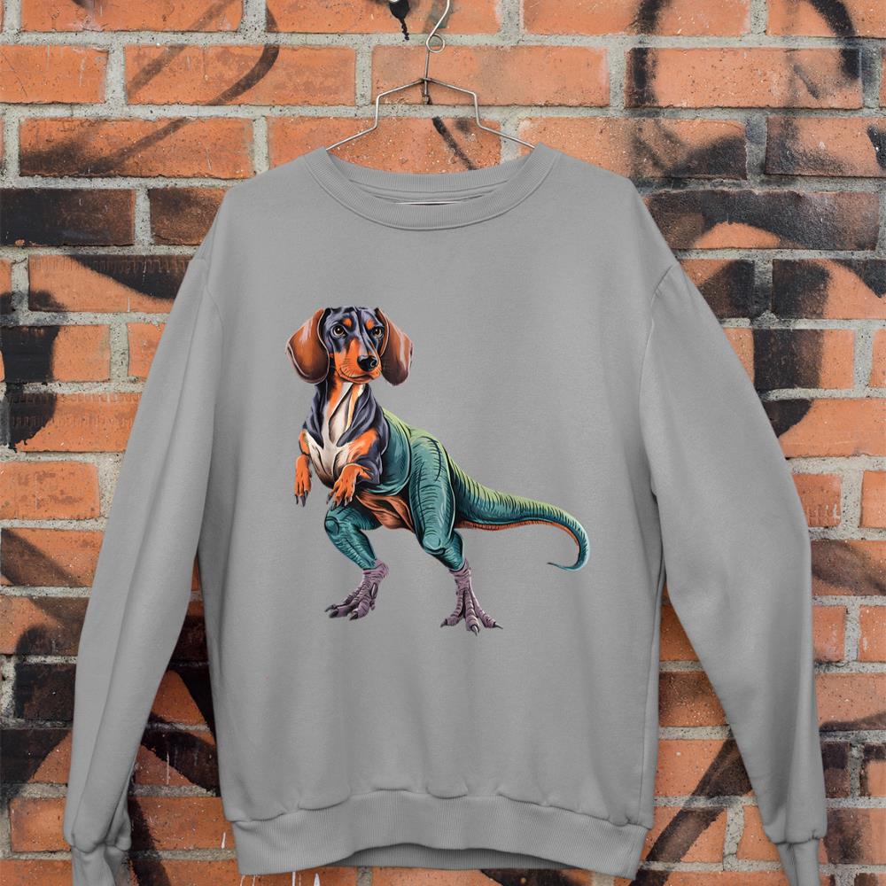 Funny Vintage Dachshund Dinosaur Dachshundsaurus T-Rex Dog Sweatshirt - Image 5