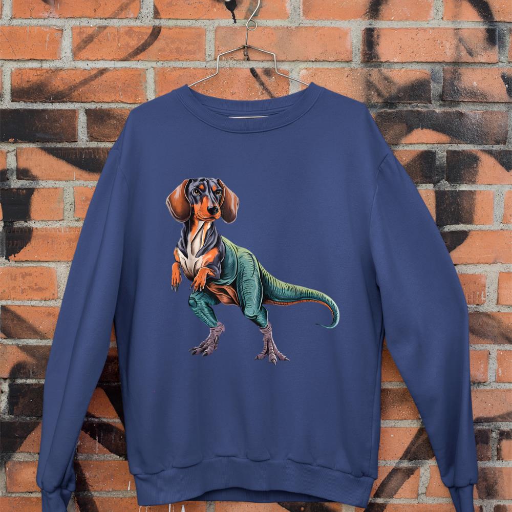 Funny Vintage Dachshund Dinosaur Dachshundsaurus T-Rex Dog Sweatshirt - Image 7