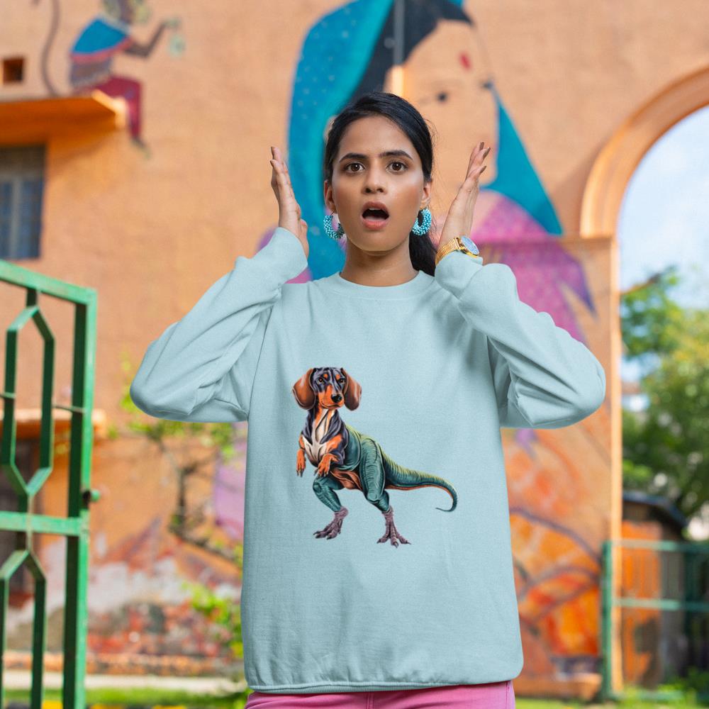 Funny Vintage Dachshund Dinosaur Dachshundsaurus T-Rex Dog Sweatshirt - Image 10